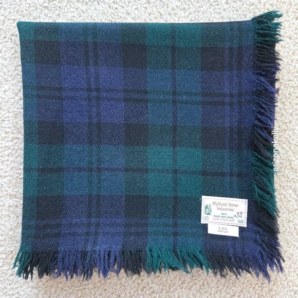 NWOT Large Wool Square Scarf Blackwatch Plaid Highland Homes Scotland - Picture 1 of 11
